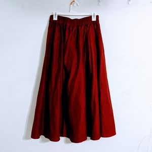 NEW S/M Midi linen skirt  burgundy